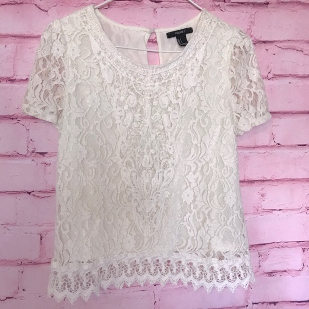 F21 Ivory Lace Top